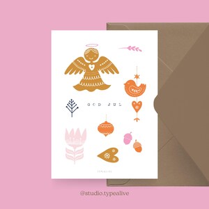 Carte de Noël / NOËL SUÉDOIS NO. 2/ Carte de Noël simple et belle - carte de voeux pour l'Avent avec un ange de Noël