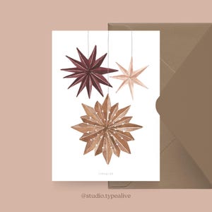 Carte de Noël / PAPER STARS / Carte simple et belle pour Noël - carte de vœux pour l'Avent pour la famille, les amis et les collègues