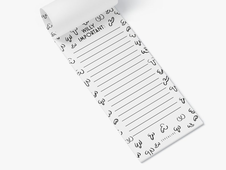 Notepad narrow / WILLY IMPORTANT / Task List, Daily Goals, Shopping
