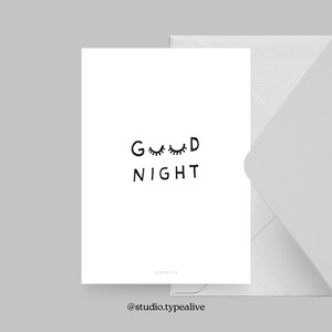 Carte postale / BONNE NUIT / Carte de vœux drôle et belle avec dicton - idée cadeau humoristique pour les amis, la famille et les collègues, pour les dormeurs