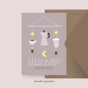 Postkarte / HELLO BABY / Humorvolle Postkarte zur Geburt eines Baby – Glückwunsch zur Geburt, Papa, Mama, Opa, Oma, für Freunde und Familie
