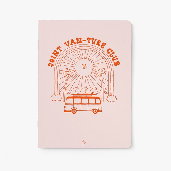 Notizheft / Joint-Van-Ture / Reisetagebuch mit Van im 70er Jahre Retro Design für Camper Geschenk für Camping Freunde zu Weihnachten