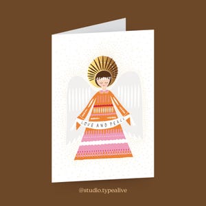 Grußkarte zu Weihnachten / LOVE AND PEACE / Weihnachtskarten Set mit Umschlag, Engel, Klappkarte zu Weihnachten, für Mama oder Oma