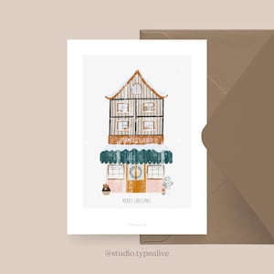 Carte de Noël / MAGASINS D'HIVER NO. 2/ Carte de Noël simple et belle - carte de voeux pour l'Avent pour la famille, les amis et les collègues
