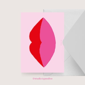 Biglietto d'amore / LABBRA / Biglietto di San Valentino divertente e bello, per un anniversario, con una frase divertente - perfetto per il tuo partner