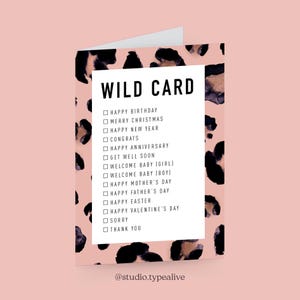 Wenskaart / WILD CARD / Wenskaartenset met envelop, vouwkaarten voor bruiloften, liefde, geboorte, verjaardag, wenskaarten