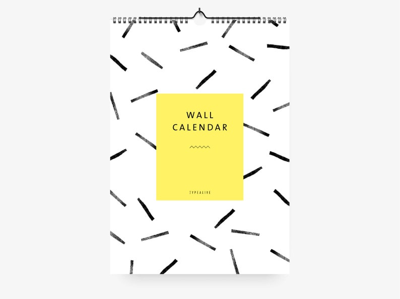 Wall Calendar / BLACK & WHITE / A4 Illustrated Pattern Plain Etsy
