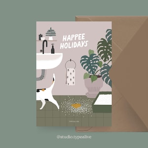 Weihnachtskarte / Petisfaction "Cats" HAPPEE HOLIDAYS / Weihnachtskarten Set, lustige Weihnachtskarte mit Katze, Postkarte für Katzenfans