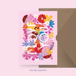 Liebes-Karte / BLOOMY LOVE / Lustige und schöne Valentinstagskarte, zum Jubiläum, mit witzigem Spruch – für den Partner