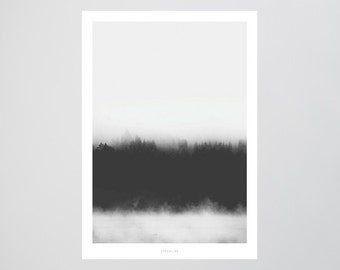 Landscape No. 37 / Tanne, See, Nebel, Fine Art-Print, Wall-Art, Minimal Poster Art, Typography Art, Premium Poster, Kunstdruck Poster