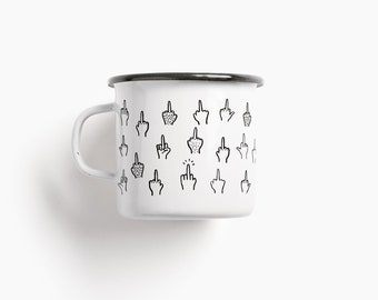 T G T W / Tasse aus Emaille / F*&K YOU / zweite Wahl mit kleinen Beschädigungen, 60 % Rabatt, als Geschenk mit kleinem Budget