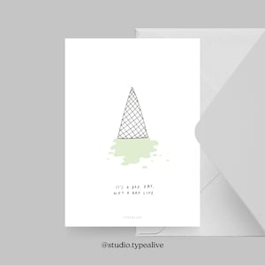 Carte postale / BAD DAY / Carte de vœux drôle et belle avec inscription et glace - idée cadeau humoristique pour les amis, la famille et les collègues