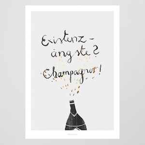 Poster mural / existential fears / champagne, sparkling wine, living room decoration, housewarming gift, art print, as a gift