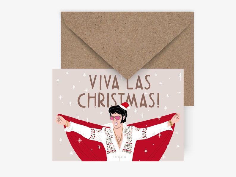 Weihnachtskarte / Viva Las Christmas / Lustige Karte zu Weihnachten für Familie oder Freunde mit witzigem Wortspiel Spruch Bild 2
