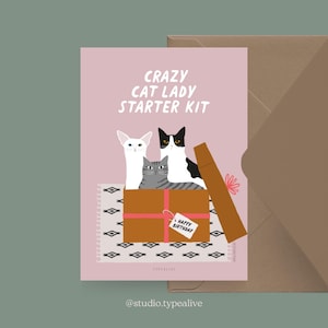 Birthday card / Petisfaction "Cats" BIRTHDAY KIT / Postcard set cat, funny birthday card with cat, postcard for cat fans