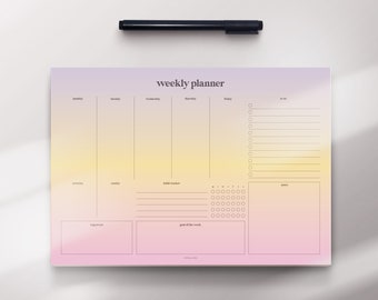 Wochenplaner / SUNSET / Schlichter Terminplaner Regenbogenfarben A4 Pad im minimalistischem Design mit To Do Liste und habit tracker