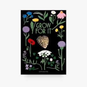 Distintivo / GROW FOR IT / Spilla in ottone con Monstera con biglietto e scritta, come portafortuna, regalo di Natale o compleanno