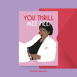 Liebes-Karte / THRILL MEE-MEE / Lustige und schöne Valentinstagskarte, zum Jubiläum, mit witzigem Spruch – perfekt für den Partner