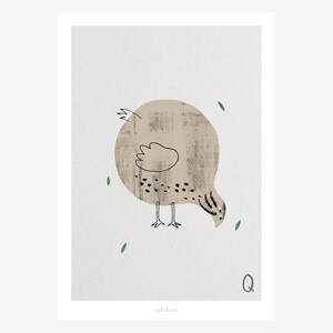 Póster mural / ABC Kids Q (inglés) / Póster ABC, alfabeto animal, letras, póster habitación infantil, decoración pared habitación infantil, lámina
