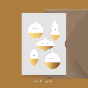 Carte de Noël / JOY LOVE & PEACE / Carte simple et belle pour Noël - carte de vœux pour l'Avent pour la famille, les amis et les collègues