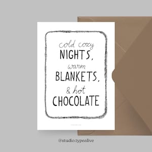 Carte de Noël / CHOCOLAT CHAUD / Carte simple et belle pour Noël - carte de vœux pour l'Avent pour la famille, les amis et les collègues