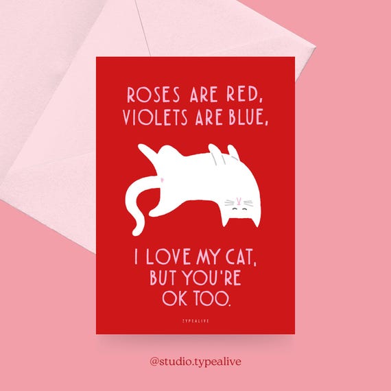 Wee Blue Coo Katzen-Liebe Valentinskarte – 12,5 X 17,5 Cm, Mit Persönlicher Botschaft