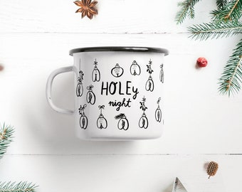 T G T W / Tasse aus Emaille / HOLEY NIGHT / zweite Wahl mit kleinen Beschädigungen, 60 % Rabatt, als Geschenk mit kleinem Budget