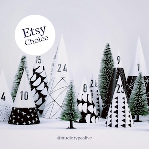 Adventskalender / HYGGEWALD / DIY adventskalender om te vullen - Adventskalender voor kinderen van papier, zelf maken als kerstversiering