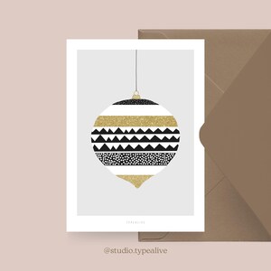 Carte de Noël / BOULE DE NOËL NO. 3/ Carte de Noël simple et belle - carte de voeux pour l'Avent pour la famille, les amis et les collègues