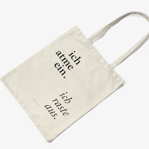 Baumwolltasche / ICH ATME EIN / Öko-Stofftasche, Totebag mit lustigem Spruch, Leinentasche zum Einkaufen, als Geschenk für die Freundin zdjęcie 2