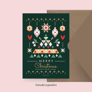 Carte de Noël / NOËL GÉOMÉTRIQUE NO. 3/ Carte de Noël simple et belle - carte de voeux pour l'Avent pour la famille, les amis et les collègues