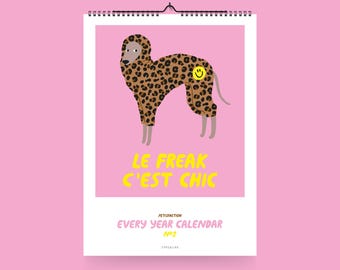 Wandkalender / PETISFACTION DOGS 02 / Grappige eeuwigdurende kalender met honden en spreuken, verjaardagskalender A4 als cadeau voor hondenliefhebbers