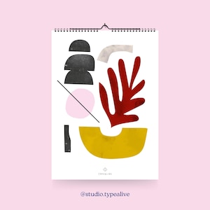 Wall calendar / SCANDI / DIN A3, reduced patterns, calendar 2025, birthday calendar, as a birthday present, Christmas present