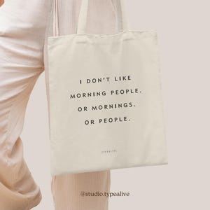 Baumwolltasche / MORNING PEOPLE / Misanthrop Öko-Stofftasche – Lustige Jute-Tasche mit Spruch, perfekt zum Einkaufen und als Geschenk