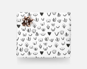 Papel de regalo / VULVARINAS / Hojas blancas de regalo con vulva, clítoris, para Navidad, boda, cumpleaños - packaging exclusivo para regalo