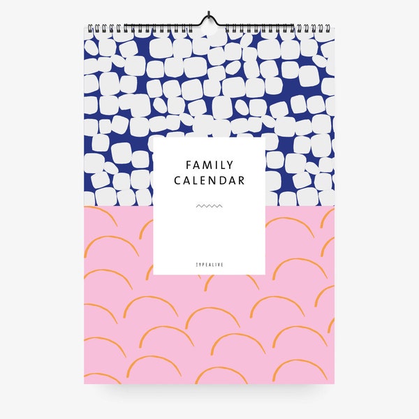 Familienkalender / PATTERN / DIN A3, Terminplaner für die Familie, mit 5 Spalten, auch als Wandkalender, schlicht und skandinavisch