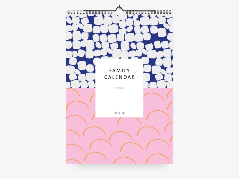 Familienkalender / PATTERN / DIN A3, Terminplaner für die Familie, mit 5 Spalten, auch als Wandkalender, schlicht und skandinavisch Bild 1