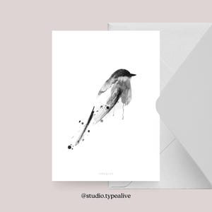 Carte pour diverses occasions / BIRDY NO. 3/ Carte postale pour de nombreuses occasions - comme salutation ou invitation pour les amis et la famille, oiseau, aquarelle