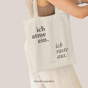 Baumwolltasche / ICH ATME EIN / Lustige und nachhaltige Öko-Stofftasche mit Spruch – zum Einkaufen, als Geschenk, umweltfreundlich