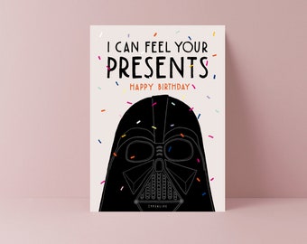 Birthday Card / V*der's Birthday Wishes / Funny card for Sci-Fi Fans Birthday Card for him Greeting Card for Men Brother Dad