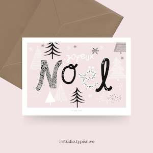Carte de Noël / ROSA NOEL / Carte simple et belle pour Noël - carte de vœux pour l'Avent pour la famille, les amis et les collègues