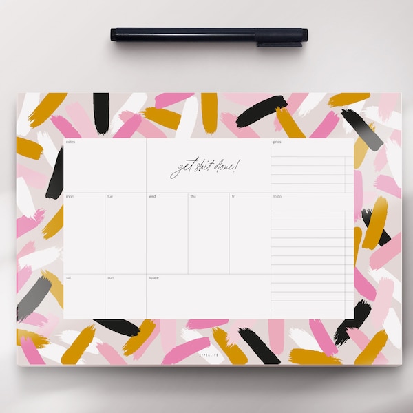 Weekly Planner / Get Shit Done / Schlichter Terminplaner Notizblock A4 Pad im minimalistischem Design mit To Do Liste