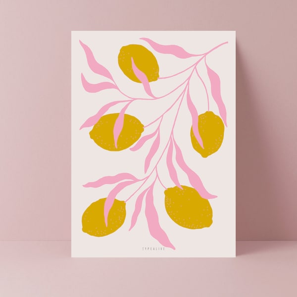 Postkarte / Lemon Branch / Schöne Karte als Dankeschön mit Zitronen Illustration Minimalistisch und grafisch