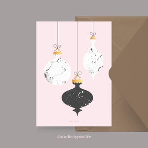 Carte de Noël / BOULES DE NOËL / Carte de Noël simple et belle - carte de voeux pour l'Avent pour la famille, les amis et les collègues