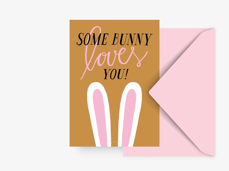 Easter Card / Some Bunny Loves You / Funny card for Easter with Easter Bunny for her or for him Greeting Card with a funny word pun image 2