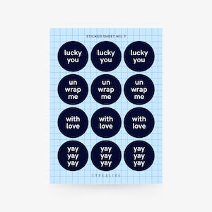 FOGLIO ADESIVO N. 7 / Bellissimo set di adesivi A6, per compleanni, matrimoni e anniversari – 12 adesivi decorativi con frasi, per abbellire