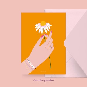 Carte de félicitations / MAIN DE SOURIRE / carte postale pour de nombreuses occasions - comme salutation ou invitation pour les amis et la famille, comme remerciement, fleurs