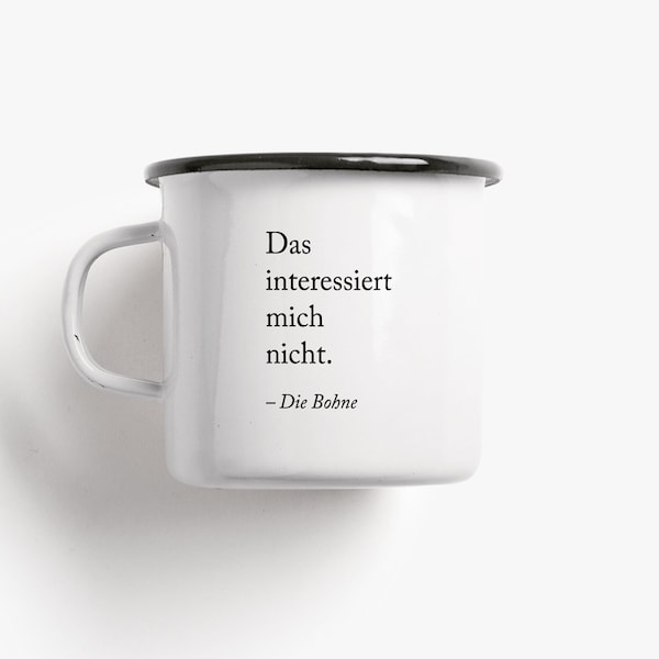 T G T W / Tasse aus Emaille / DIE BOHNE / zweite Wahl mit kleinen Beschädigungen, 60 % Rabatt, als Geschenk mit kleinem Budget