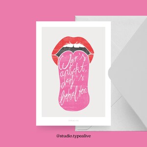 Carte postale / LICK / Carte de vœux drôle et belle avec dicton, bouche et langue – idée cadeau humoristique pour les amis, la famille et les collègues