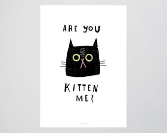 Catisfaction No. 2 / Katzen, Kitten, Zufrieden, Typography Art, Kunstdruck Poster, Wall-Art